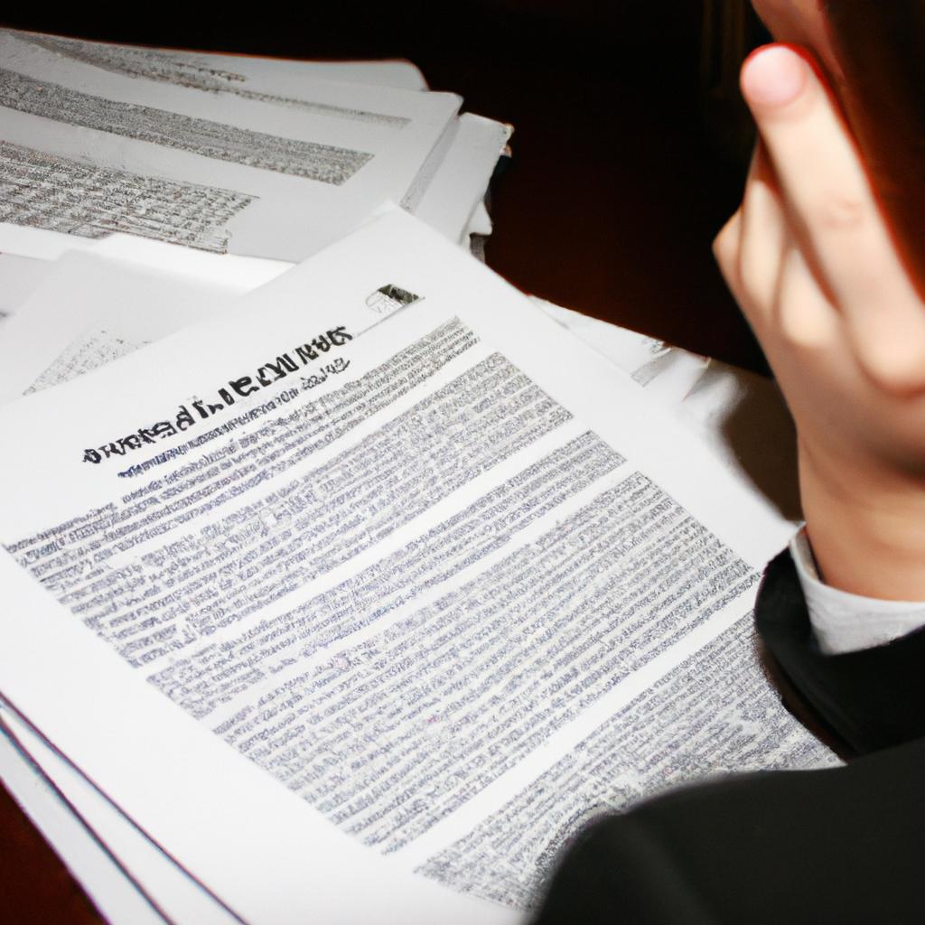 Person reading legal documents quietly