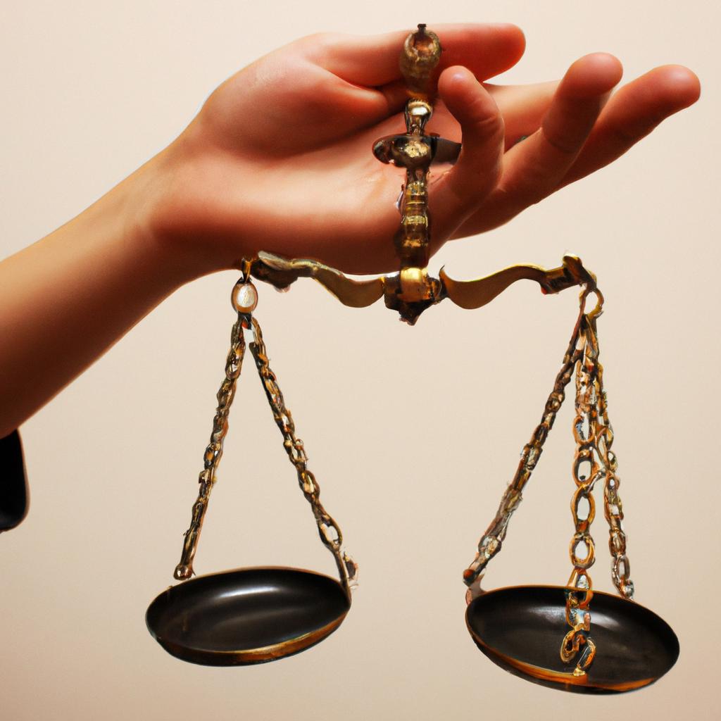 Person holding a justice scale
